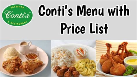 Conti’s Bakeshop & Restaurant Menu [August 2024 Prices] Philippines.